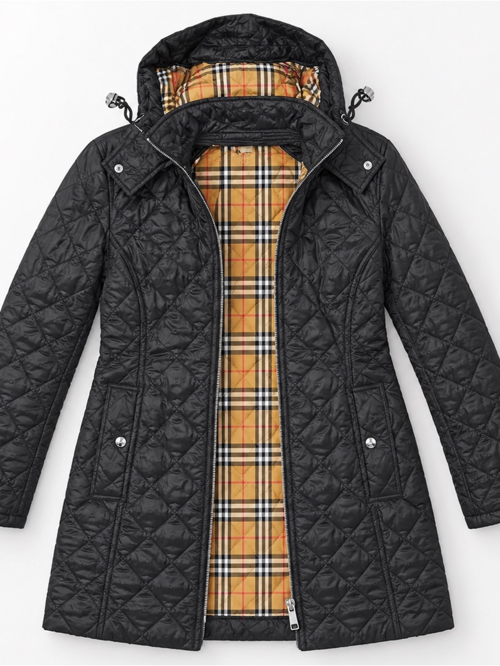 Burberry Classic Quilted Woman’s Hooded Coat - Black